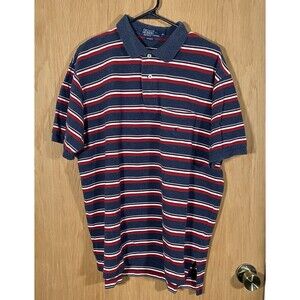 Vtg Polo Ralph Lauren Heavyweight Cotton Polo Striped Pocket Pony 90's Men's XL